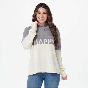 Peace Love World Intarsia Happy Graphic Sweater